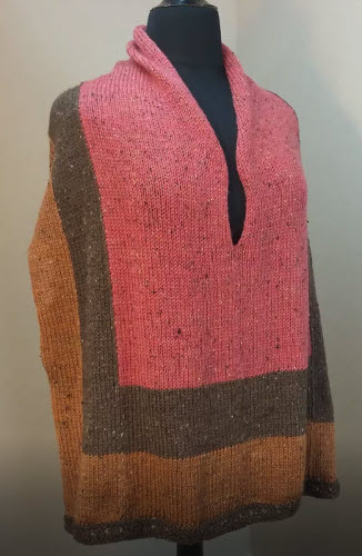 Colorblock Poncho - Dynamic Pattern